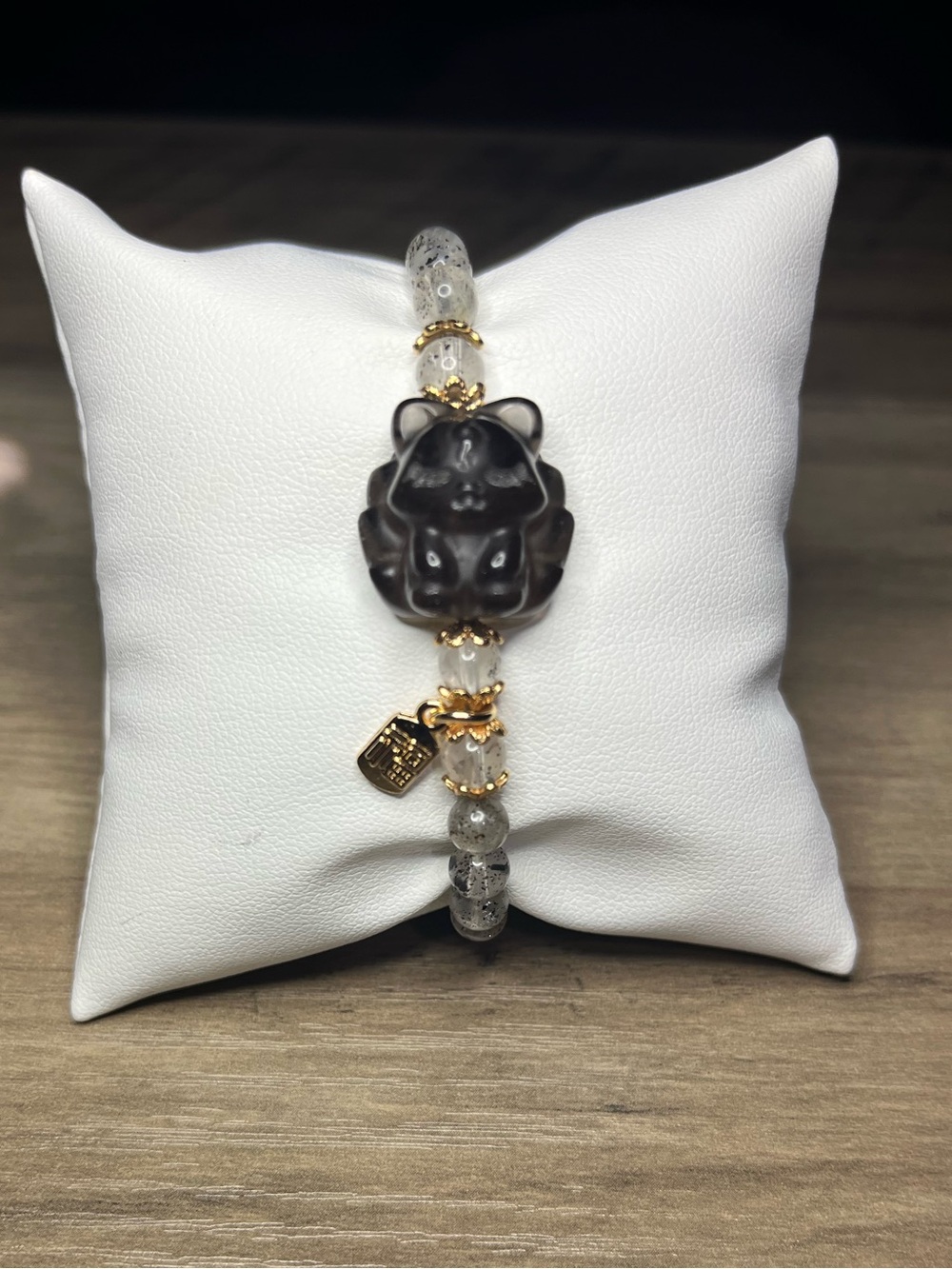 Kitsune Fox Stone Bracelet | Handmade Gray Crystal Bracelet